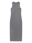 Платье миди с кристаллами AREA, серый - фото
