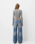 Джинсы Bershka Wide Leg Blue - фото 4