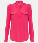 Рубашка из шелкового крепдешина Balmain, розовый - фото