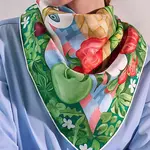 HERMES Шёлковый шарф, Sky Blue/Green/Yellow - фото 7