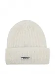 Шапка-бини с нашивкой-логотипом PINKO, белый - фото