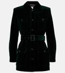 Бархатная куртка Saharienne из хлопка Saint Laurent, Emeraude - фото