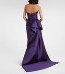 Платье из микадо без бретелек с драпировкой Monique Lhuillier, Violet - фото 3