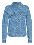 Джинсовая рубашка с кислотной стиркой GANNI, синий - фото