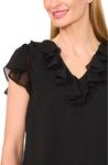 Топ CeCe Ruffled V Neck Top, Rich Black - фото 3
