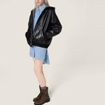 Куртка-худи из наппа-кожи MIU MIU, черный - фото 4