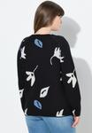 Джемпер Ulla Popken LEAF PATTERN LONG SLEEVE, Black - фото 2