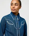 Джинсовое платье-рубашка с вестерн-деталями Wrangler, синий - фото 4