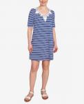 Вязаное платье с вышитыми полосками для невысоких девушек Ruby Rd, Blue multi - фото