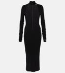 Платье миди из кружева шантильи и джерси Dolce&Gabbana, черный - фото