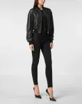 Кожаный укороченный бомбер Crystal Philipp Plein - фото 2