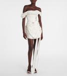 Мини-платье Paloma с драпировкой и бисером Clio Peppiatt, слоновая кость - фото 2