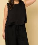 Топ из вискозы с бахромой черного цвета GILLI - фото