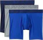 Боксеры Under Armour 3-Pack Performance Tech Mesh Solid 6" Boxer Briefs, цвет Midnight Navy - фото