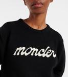 Шерстяной свитер с кашемиром Logo Moncler, черный - фото 4