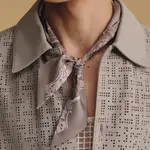 Шелковый шарф Unisex серый HERMES - фото 3