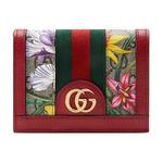 GUCCI Кошелек Ophidia Canvas With Leather, картхолдер женский Ebony/Red/Multicolor - фото