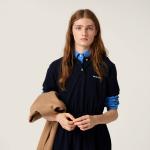 Платье из хлопкового пике MIU MIU, темно-синий - фото 4