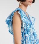 Мини-платье из хлопка с принтом камелии Poupette St Barth, Blue Oceanopolis - фото 4