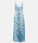 Платье макси Дениз Poupette St Barth, White Green Diagonal Batik - фото