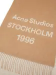 Шерстяной шарф с логотипом Acne Studios, коричневый - фото 2