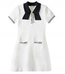 Платье-поло из жаккарда Self-Portrait Kids, белый - фото
