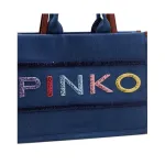 Джинсовая сумка-шоппер с вышивкой логотипа Pinko, синий - фото 4