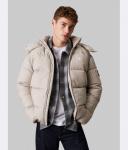 Пуховик мужской Calvin Klein Jeans с монограммой, бежевый - фото