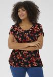 Блуза Kaffe Curve AMI STANLEY, Red Flower/Black - фото
