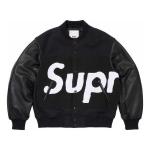 Куртка big logo chenille varsity jacket 'black whtie' Supreme, черный - фото
