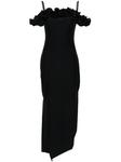 Coperni платье миди с оборками, черный - фото