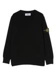 Stone Island Junior джемпер с круглым вырезом и логотипом Compass, черный - фото