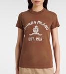 Футболка из хлопкового джерси с логотипом Prada, Tabacco - фото 4