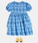 Платье из хлопка с сердечками Jellymallow, синий - фото 2