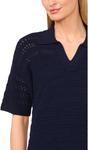 Свитер CeCe Open Knit Popover Polo Sweater, Classic Navy - фото 3