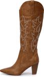 Женские модные эластичные сапоги до колена VenusCelia, Tan Embroidery - фото 2