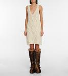 Мини-платье из шерстяной смеси с косами Acne Studios, белый - фото 6