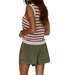 Knit Sweater Acrylic Nylon Striped Sleeveless Top In Ivory Red By Together - фото 2