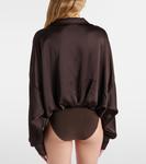 Атласный боди Norma Kamali, коричневый - фото 3