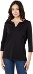 Туника Pima Tops с разрезом, рукав 3/4 L.L.Bean, черный - фото