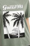 Хлопковая футболка Guess, зеленый - фото 5