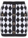 Balmain юбка мини вязки интарсия, черный - фото