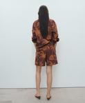 Женские хлопковые шорты-бермуды с пальмовым принтом MANGO, Brown - фото 2
