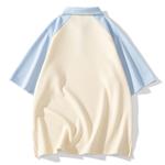 Поло унисекс хлопок, бежево-абрикосовый/светло-голубой - фото 9