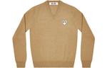 Свитер v-neck pullover white emblem 'camel' Comme Des Garcons Play, бежевый - фото 2