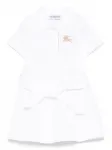 Платье с вышитым логотипом BURBERRY KIDS, белый - фото