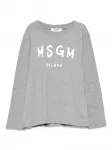 Лонгслив с логотипом Msgm Kids, серый - фото