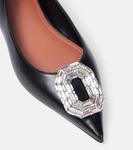 Балетки из кожи с декоративными элементами Camelia Amina Muaddi, Black/White - фото 5