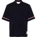 Поло с коротким рукавом в полоску RWB THOM BROWNE, синий - фото