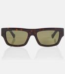 Солнцезащитные очки Web Stripe прямоугольной формы Gucci, коричневый - фото